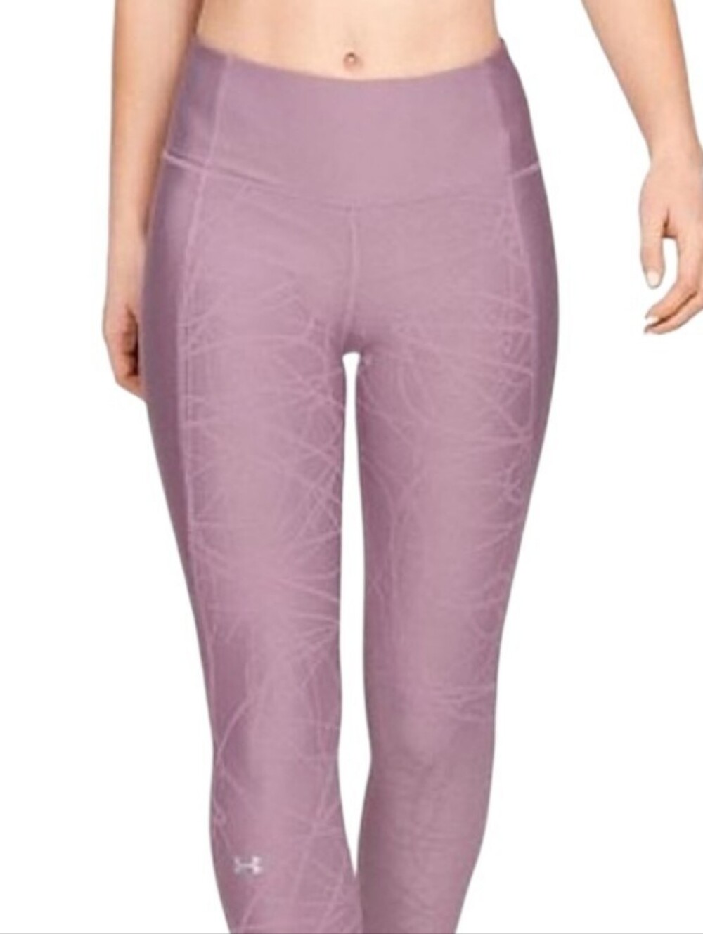 Under Armour Heatgear Compression Mauve Purple Printed Cropped Leggings Sz XL